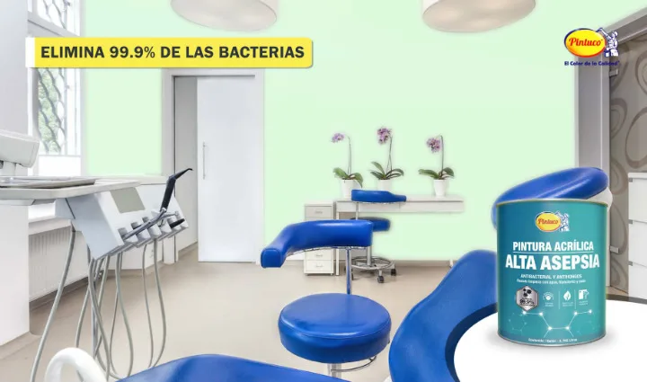 ¡Con la pintura es mejor curarse en salud! Inhibe hasta 99.99% el desarrollo de bacterias y respira tranquilo!